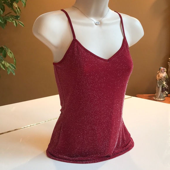 EXPRESS RED & SILVER SPARKLY CAMISOLE TOP SIZE XS - Picture 3 of 8